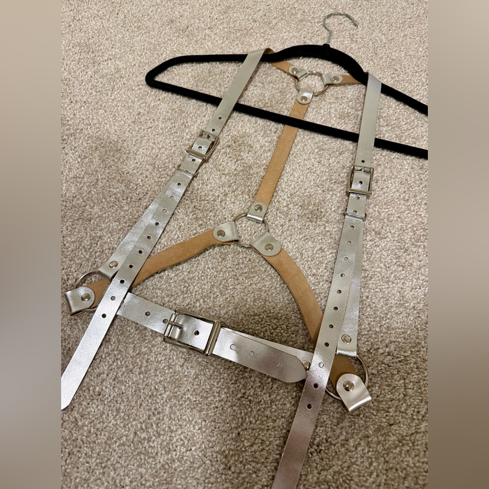 Metallic Silver Genuine Leather Harness - Picture 3 of 6